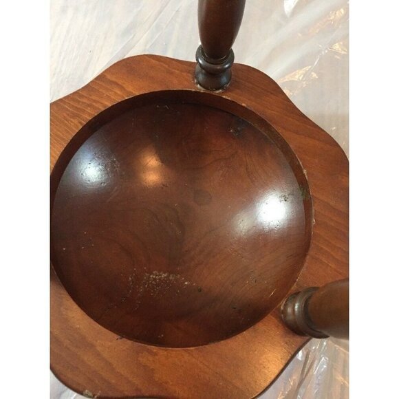 Wooden 3 Taper Candlestick Candle Holder Handmade Octagon Base Round Bowl Center - Picture 6 of 12